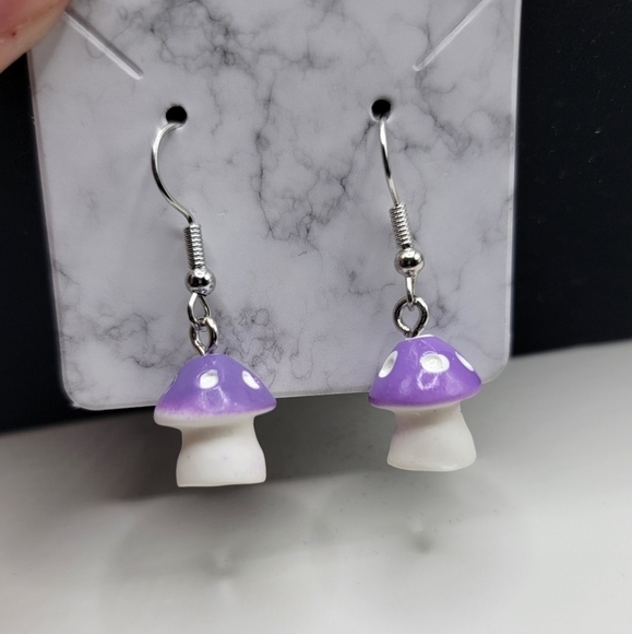 New Purple Mushroom Earrings - Picture 1 of 4